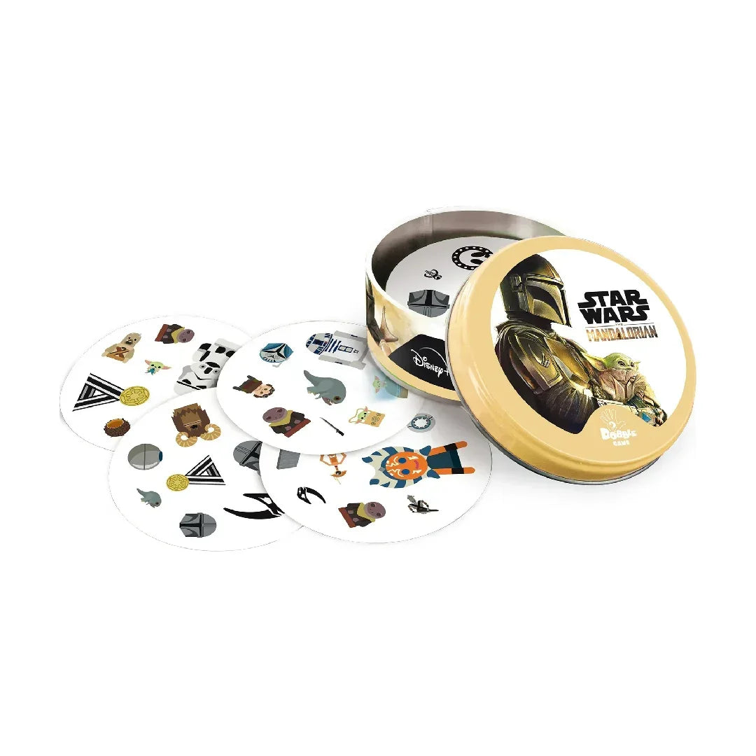 DOBBLE STAR WARS- The Mandalorian Spot It Games - Card Game! 55 Cards, 5 Mini Games, 2-8 Players Quick 15-Min Play Time Age 6+ - Jaiman Toys