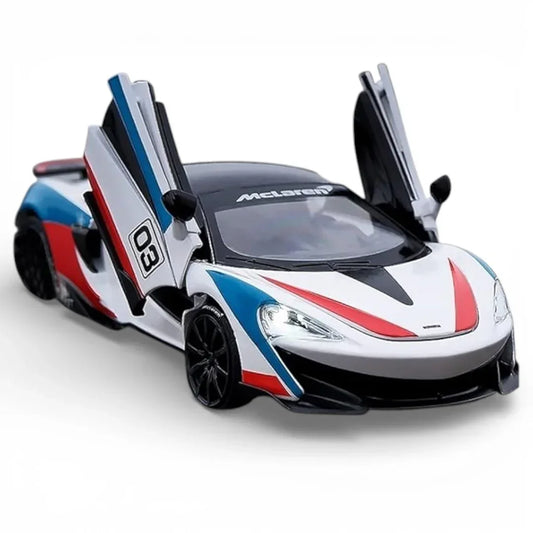 RMZ Hobby 1:32 Mclaren 600LT Diecast Car Model -White With Openable doors ,Sound & Light-(664994)