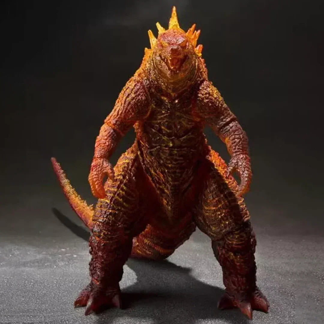 Monster action figure with fiery orange scales and spikes, collectible toy for kids and fans