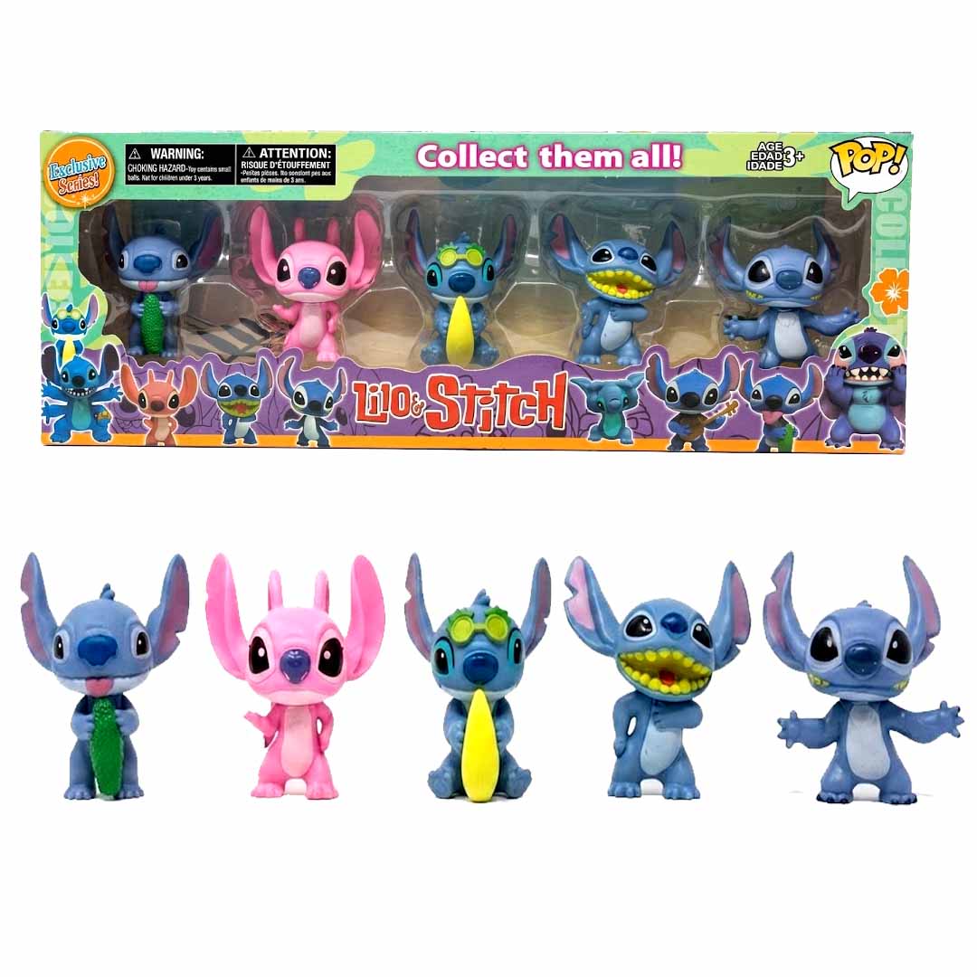 Disney Lilo & Stitch 5-Piece Mini Figure Gift Set 6-7cm  | Collectible Character Figures for Kids 3+