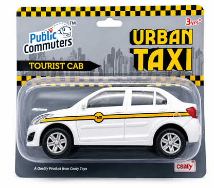 Centy Urban Tourist Cab Pull Back Toy Car for 3Y+ White