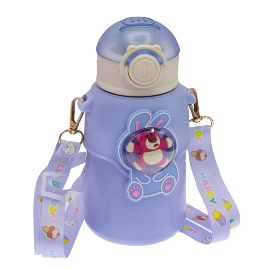 Happy Baby Bear Stainless Steel Water Bottle For Kids 600 ML (Blue) - Jaiman Toys