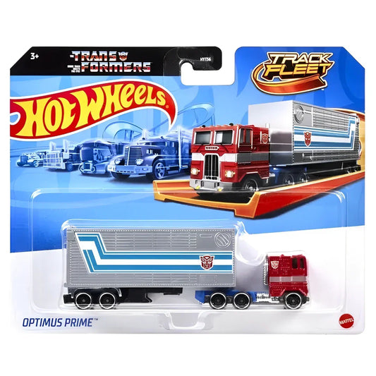Hot Wheels Optimus Prime diecast truck and trailer toy in original packaging