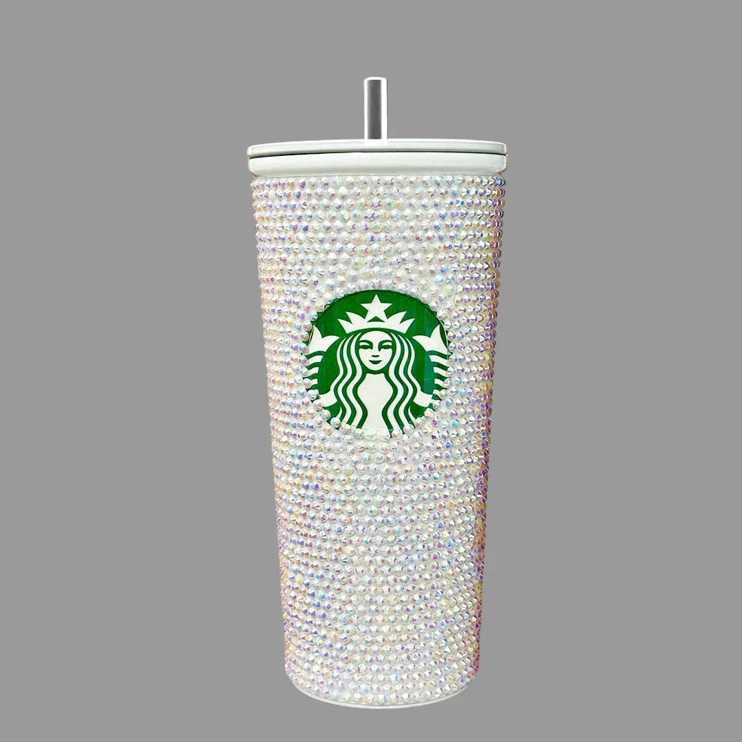 Starbucks Rhinestone Emerald Stainless Tumbler 24 OZ | 510 ML (White) - Jaiman Toys