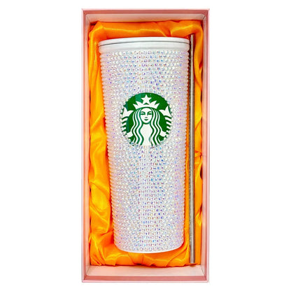 Starbucks Rhinestone Emerald Stainless Tumbler 24 OZ | 510 ML (White) - Jaiman Toys