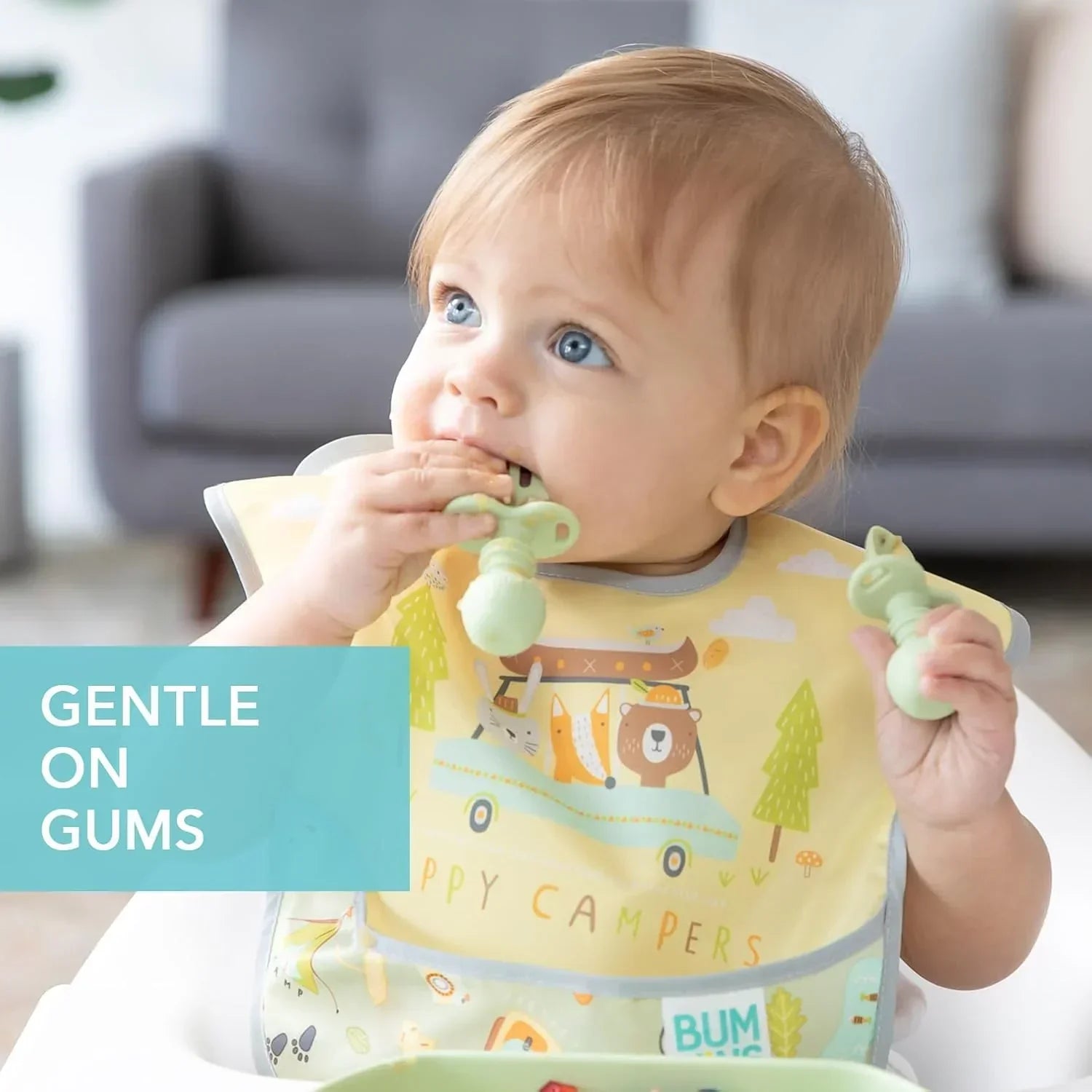 Bumkins Silicone Chewtensils Green for Toddlers - Jaiman Toys