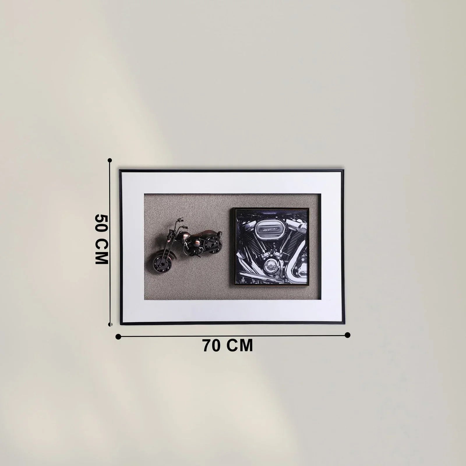 3D Die-Cast Harley Davidson Motorcycle in Decorative Glass Frame – Rev Up Your Wall Décor with Iconic Metal Art - Jaiman Toys