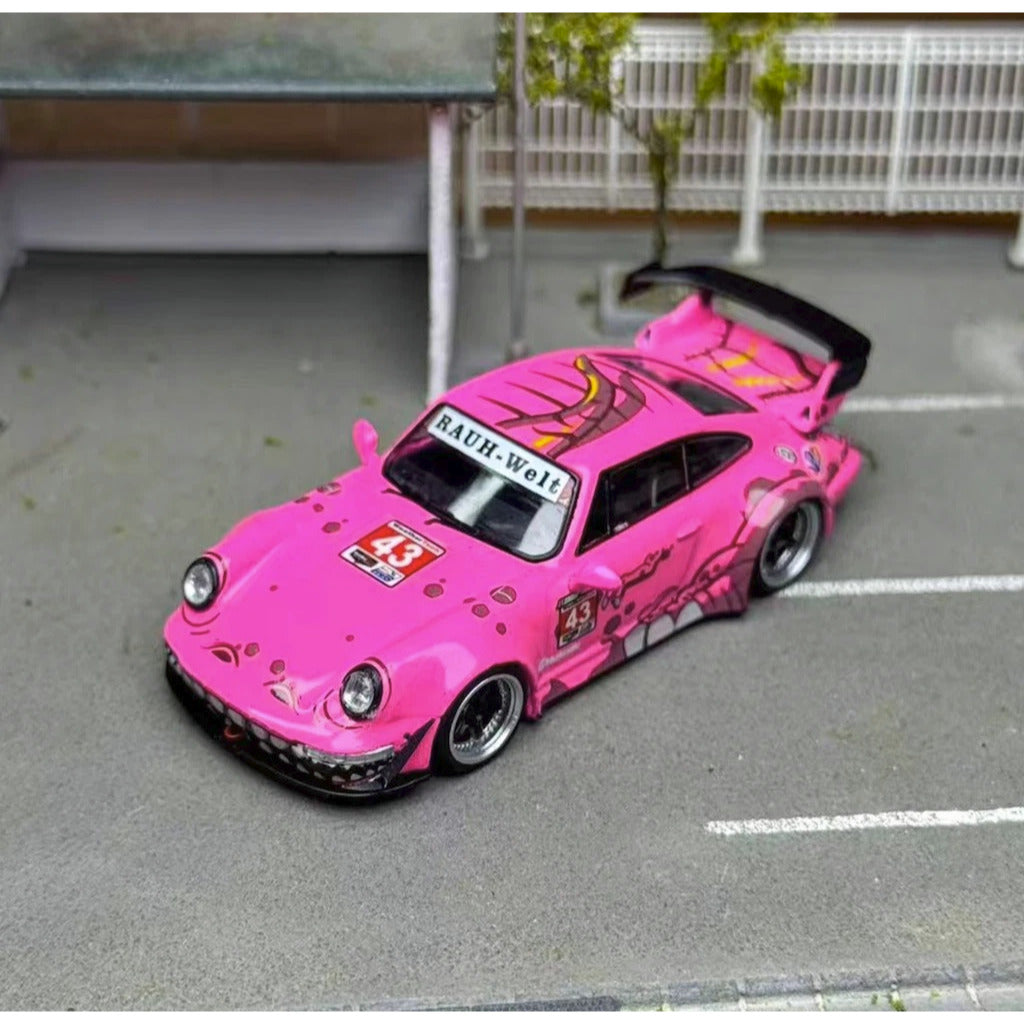Flame 1:64 Porsche 911 (993) RWB Dinosaur Edition Die-Cast Model Car with Display Case | Premium Collectible | 2 Variants