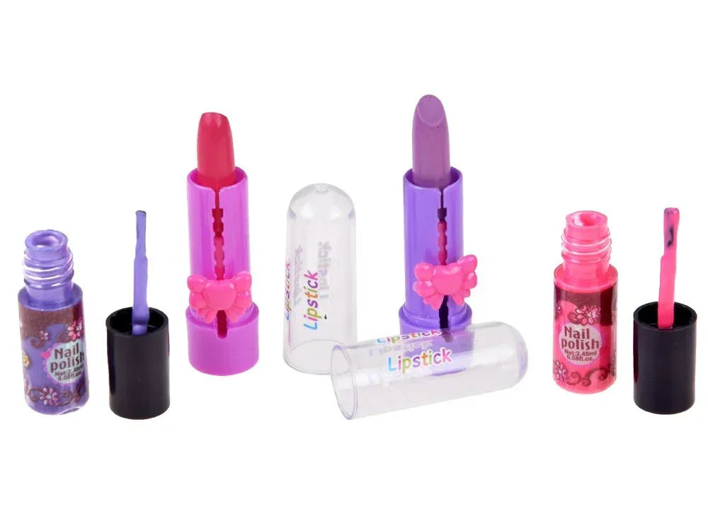 Children's Make Up Set ( Vanity Set ) + Nail Polish + Artificial Nails + Cosmetic Case + Rings - Jaiman Toys