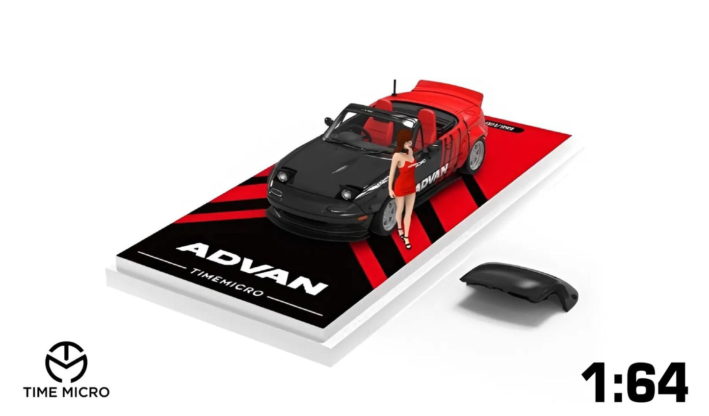 Time Micro Mazda MX-5 ADVAN Figure Edition 1:64 Scale Diecast Model Car | Premium Metal Collector Car | Collector Figure Included | Limited Edition | 14+