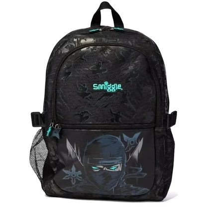Smiggle Classic Attach Backpack – 16 Inch Ninja-Themed School Bag with Multiple Compartments | Boys School Backpack