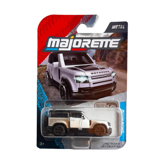 Majorette Showroom Land Rover Defender 90 Die-Cast SUV – Silver | 1:64 Scale | Moving Parts | Metal