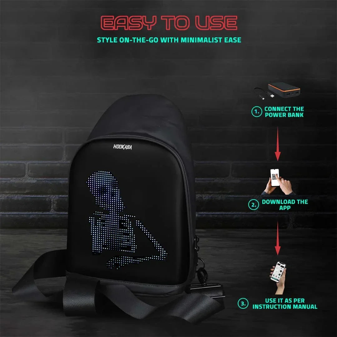 Hookaba LED Sling Bag – Light-Up Crossbody | Compact, Waterproof, Trendy Travel Companion - Jaiman Toys