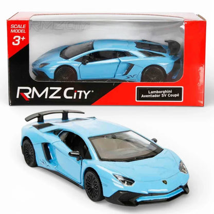 RMZ City 1:36 Lamborghini Aventador SV Coupe Diecast Car – Opening Doors, Pull Back Action (Red & Blue Variants)