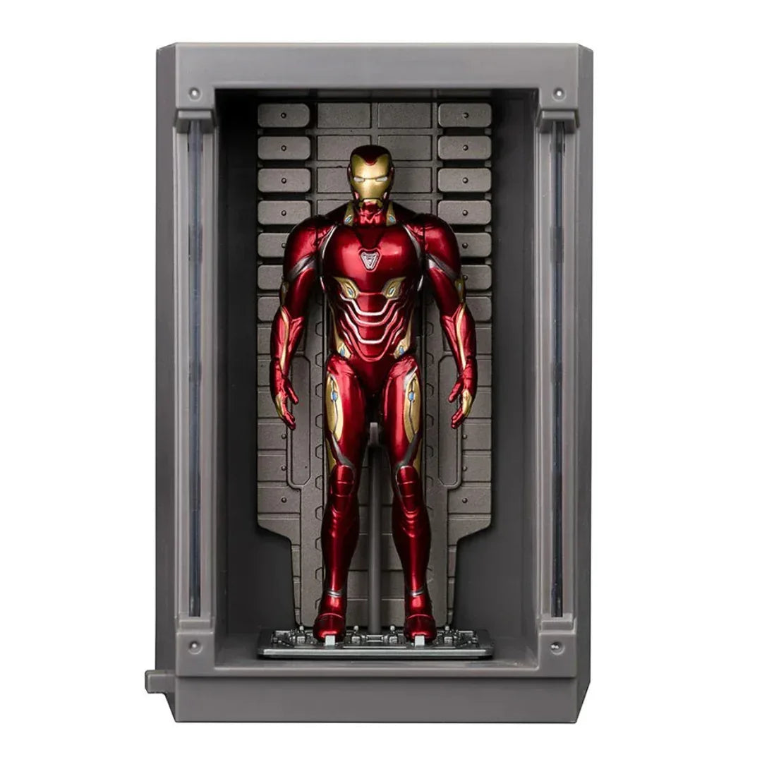 Marvel Iron Man Hall of Armor – Mark 50 (4-Inch Figure) Light-Up Display Chamber | Articulated Iron Man Action Figure with LED Armor Pod