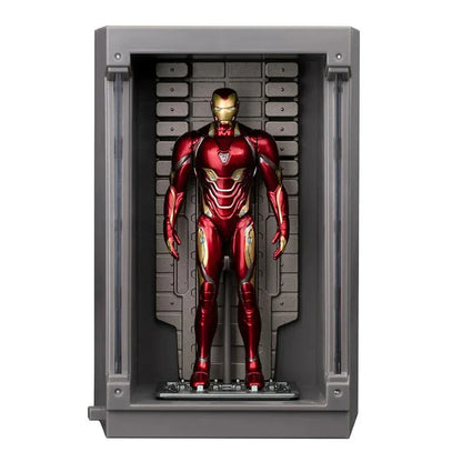 Marvel Iron Man Hall of Armor – Mark 50 (4-Inch Figure) Light-Up Display Chamber | Articulated Iron Man Action Figure with LED Armor Pod