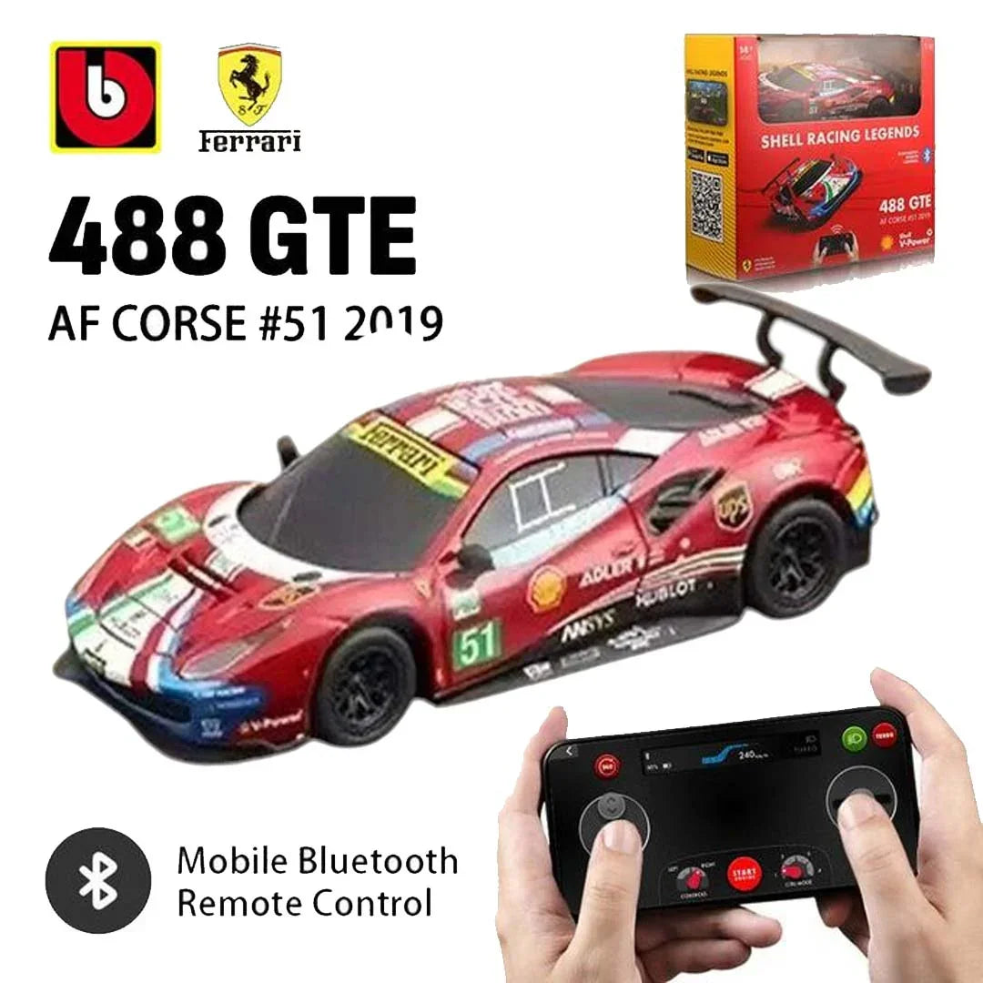 Bburago Shell Racing Legends – Ferrari 488 GTE by Bburago | 1:41 Bluetooth RC Car – Smartphone Controlled - Jaiman Toys