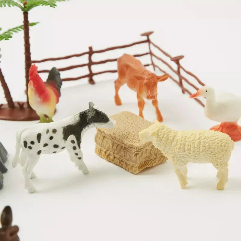 Farm Animal Toy Jar – 13 Piece Educational Playset with Farm Animals, Trees & Accessories for Kids