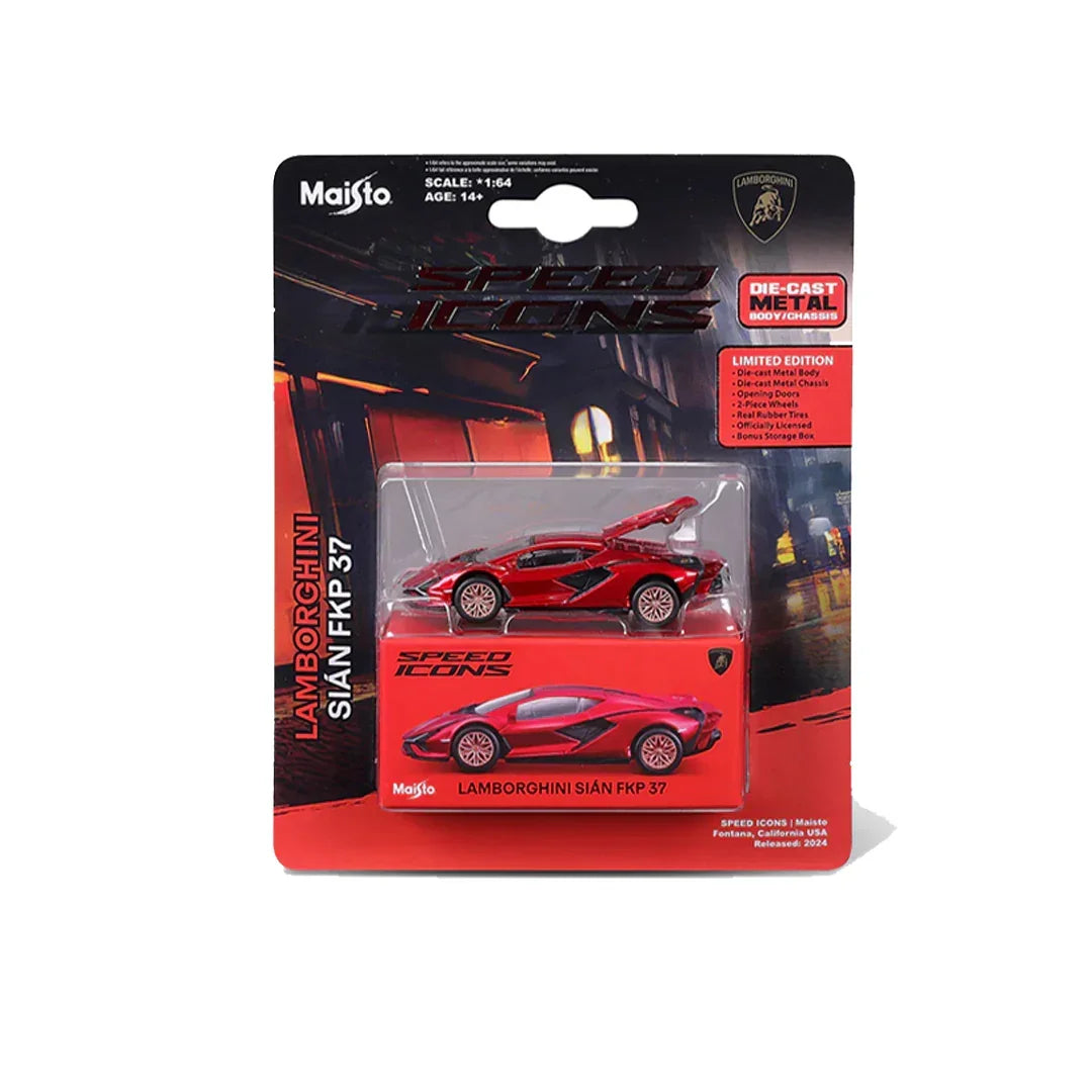 Maisto Speed Icons Lamborghini Sián FKP 37 Red – 1:64 Scale Licensed Die‑Cast Hypercar - Jaiman Toys