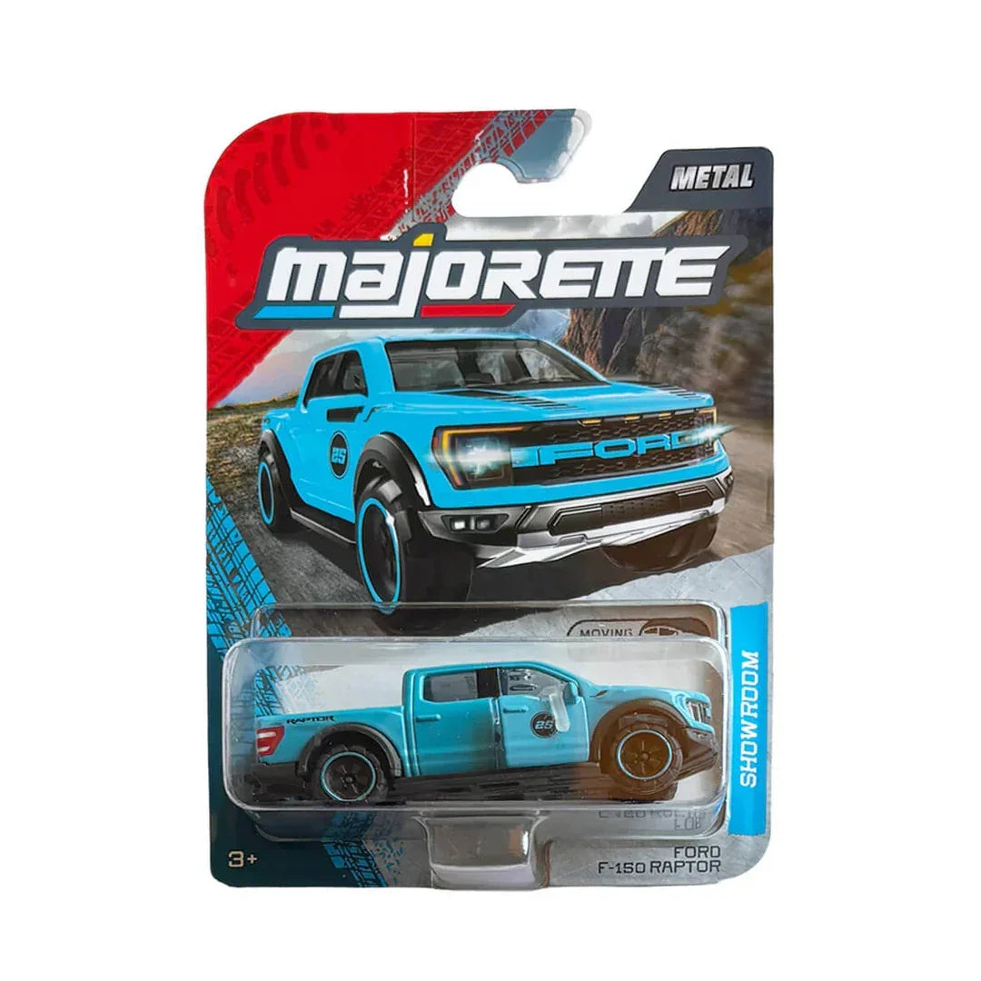 Majorette Showroom Ford F-150 Raptor Die-Cast Pickup – Blue | 1:64 Scale | Moving Parts | Metal