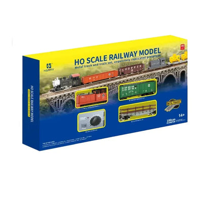 HANFIY 66110A HO 1:87 Scale Electric Train Set with Metal Circular Track & Controller – Beginner Railway Model Kit (100cm Loop)