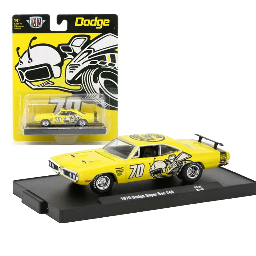 M2 Machines 1:64 1970 Dodge Super Bee 440 Yellow Die-Cast Model Car