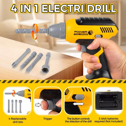 Kids Tool Set with Toy Drill & Tool Box | Pretend Play Construction Toys for Boys 3–6 Years