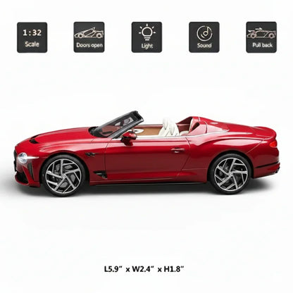 MSZ 1:32 Bentley Mulliner Bacalar Die-Cast Model Car – Red| Pull Back, Openable Doors, Light & Sound (68741)