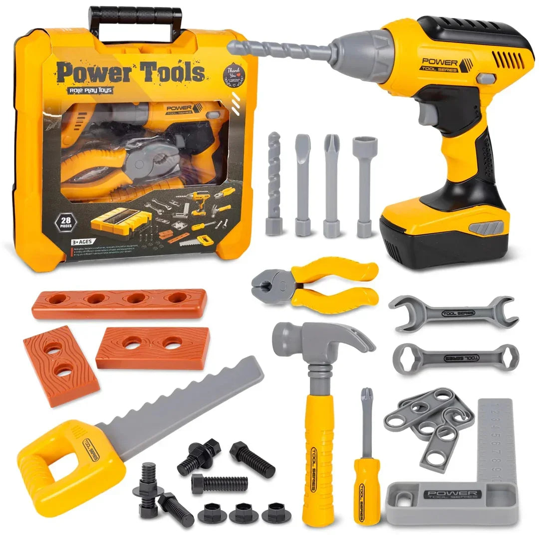 Kids Tool Set with Toy Drill & Tool Box | Pretend Play Construction Toys for Boys 3–6 Years