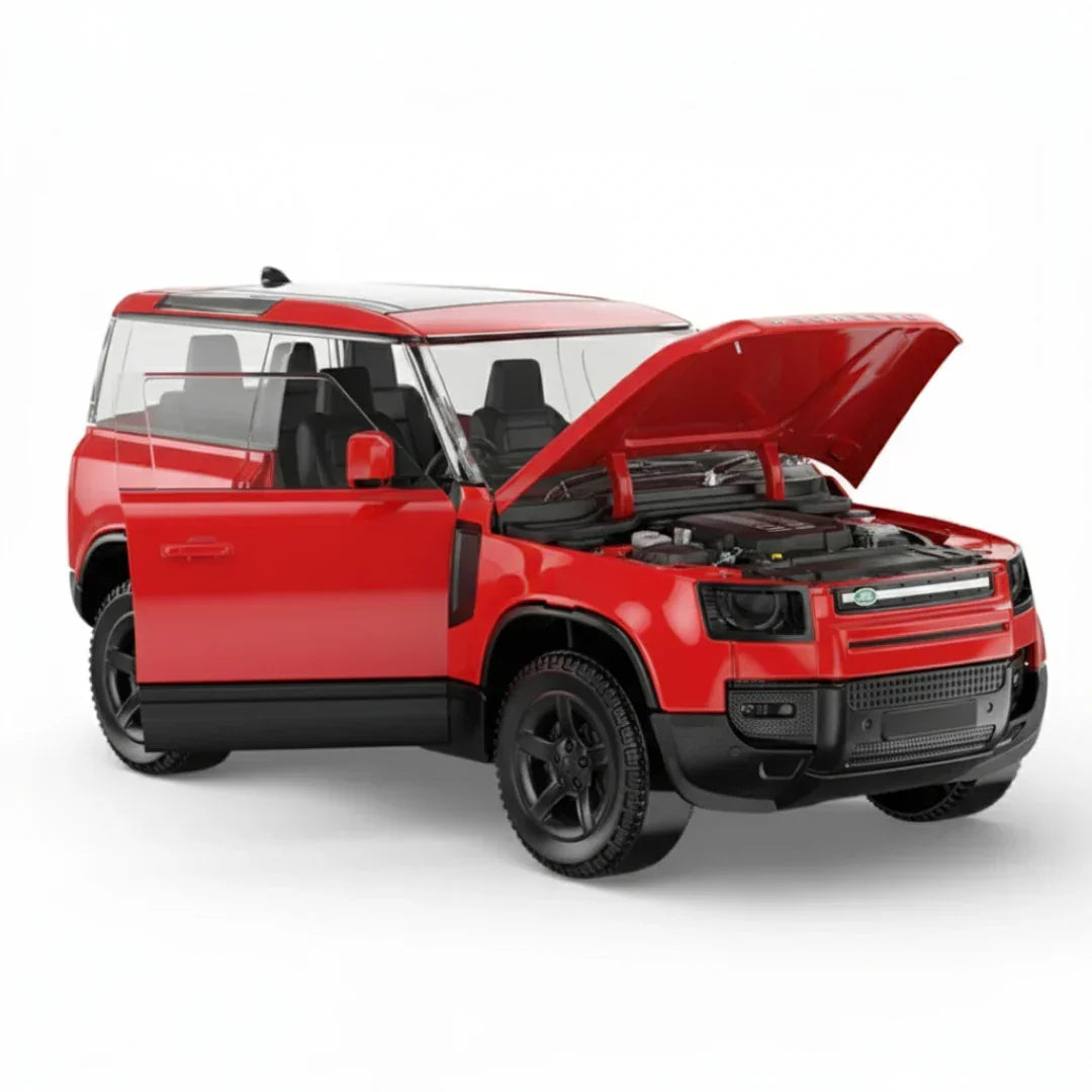 RASTAR 1:24 Scale Land Rover Defender 90 Diecast Model Car – Red SUV | Premium Metal Collectible with Opening Doors