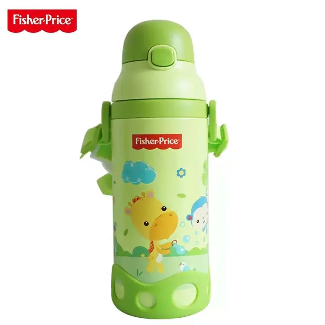 Fisher-Price Kids Water Bottle with Straw & Strap – 500ml, Insulated for Hot & Cold Drinks, Perfect for Toddlers 12 Months+ - Green - Jaiman Toys