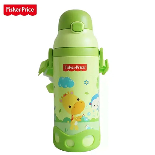 Fisher-Price Kids Water Bottle with Straw & Strap – 500ml, Insulated for Hot & Cold Drinks, Perfect for Toddlers 12 Months+ - Green - Jaiman Toys