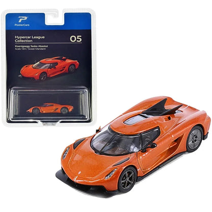 PosterCars 1:64 Koenigsegg Jesko Absolut (Orange) Blister Pack – Hypercar League No.5 | Premium Resin Sculpture for Collectors - Jaiman Toys