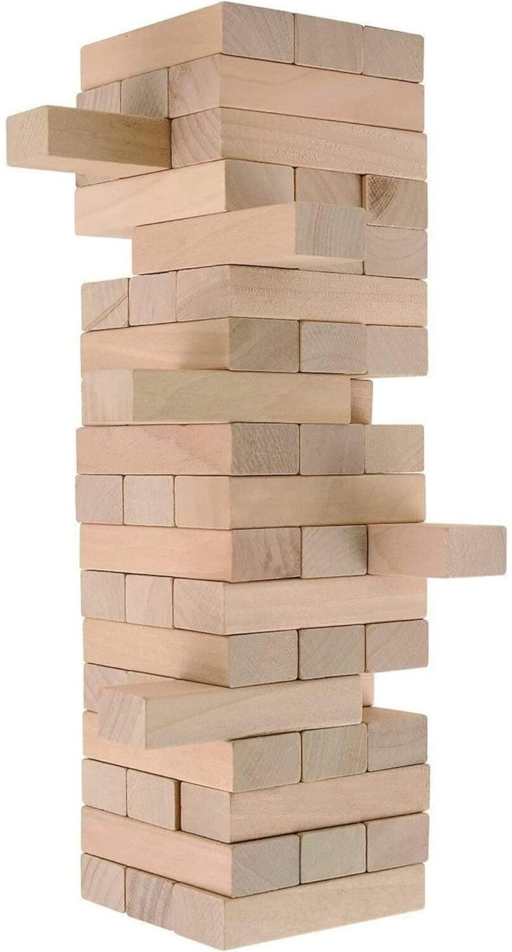 Simarr Wooden Tower Stacking Game – 54 PCS Classic Balance Block Game for Kids & Family | Wooden Building Blocks