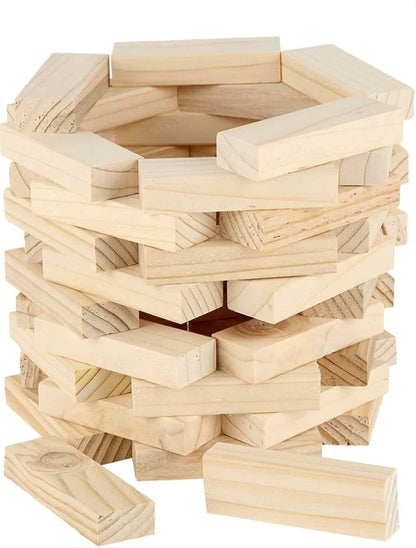 Simarr Wooden Tower Stacking Game – 54 PCS Classic Balance Block Game for Kids & Family | Wooden Building Blocks