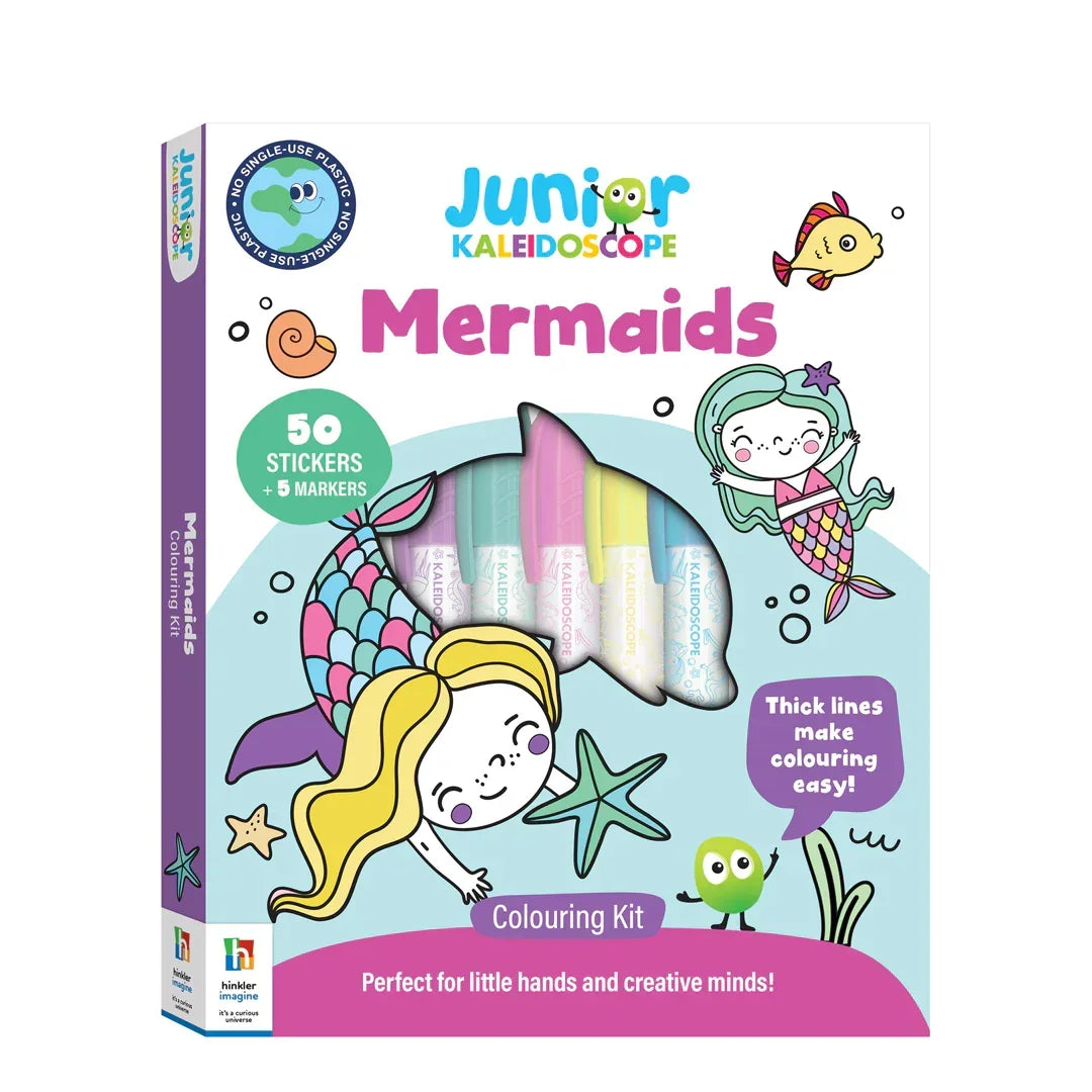 Junior Kaleidoscope Mermaid Colouring Kit- 50 Stickers and 5 Markers Age 3+ - Jaiman Toys