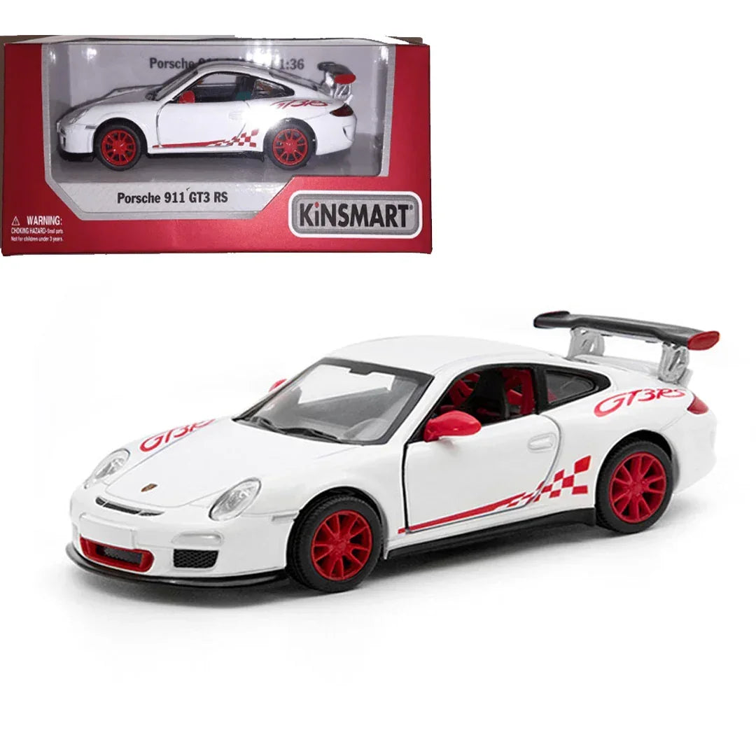 KiNSMART 1:36 Porsche 911 GT3 RS (997) – Die-Cast Model Car - White - Jaiman Toys