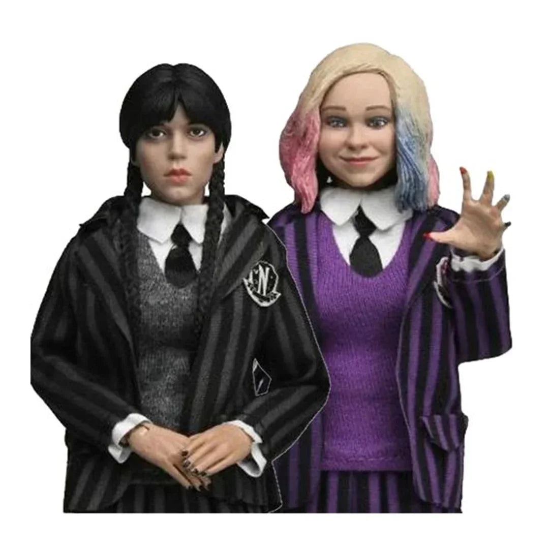 NECA Wednesday – Wednesday Addams & Enid | Nevermore Uniform | 8-Inch Clothed Action Figure 2-Pack