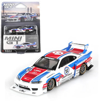 Mini GT 1:64 Duo Set (Blister Pack) – Nissan LBWK S15 Silvia Garasi Drift 2025 + Abarth 595 LB-WORKS Abas Works Fighters Diecast Models