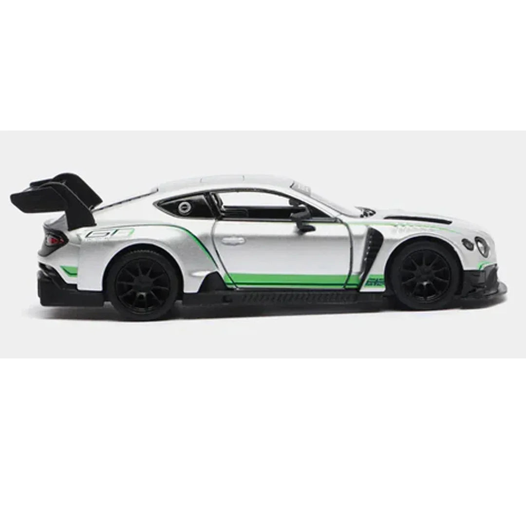 KiNSMART 2018 Bentley Continental GT3 – 1:38 Scale Die-Cast Model Car – Pullback Action Collectible - Silver - Jaiman Toys