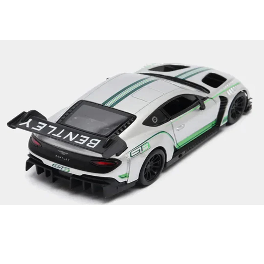 KiNSMART 2018 Bentley Continental GT3 – 1:38 Scale Die-Cast Model Car – Pullback Action Collectible - Silver - Jaiman Toys