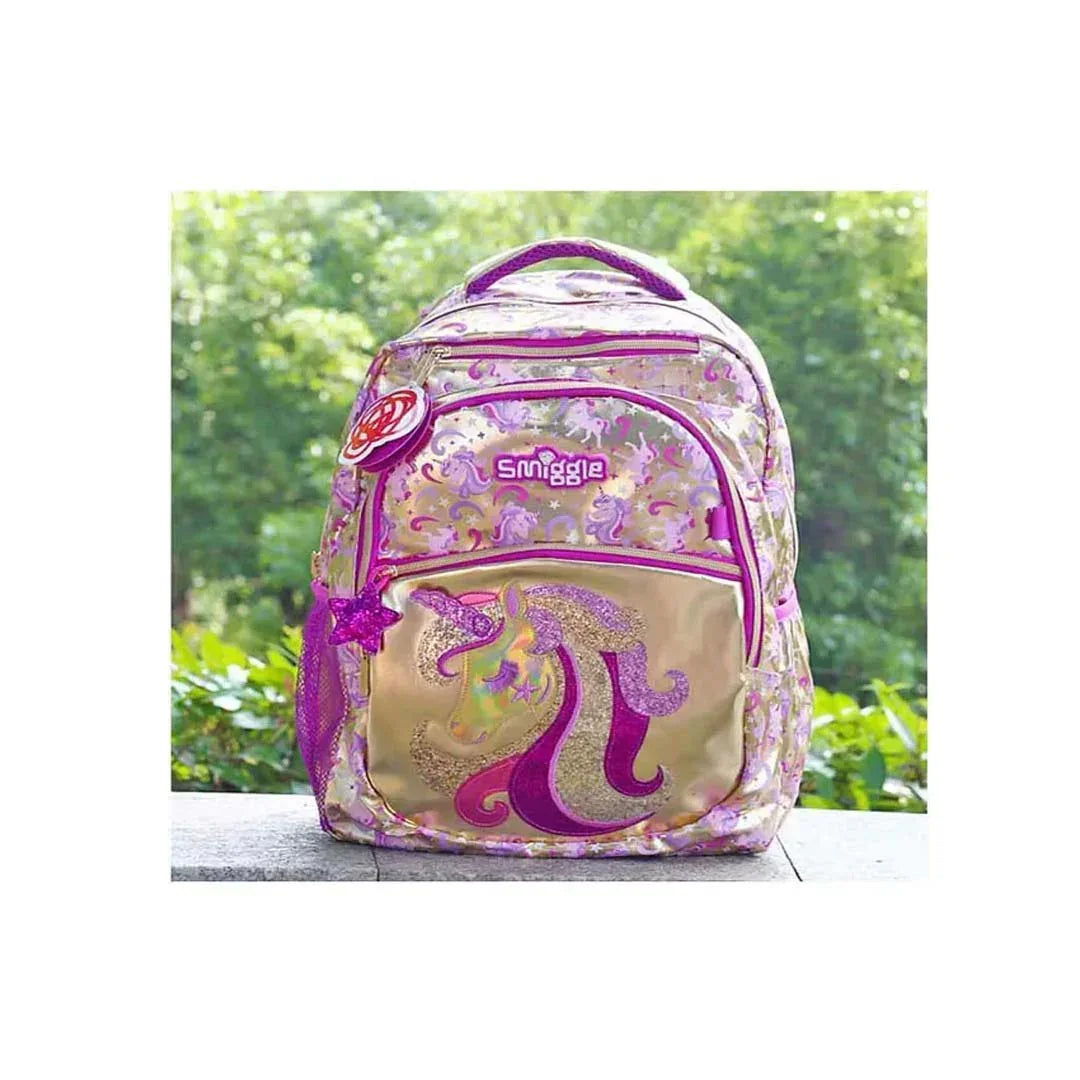 Smiggle School Bags Gold Unicorn School Backpack – Magical & Stylish for Girls - Jaiman Toys