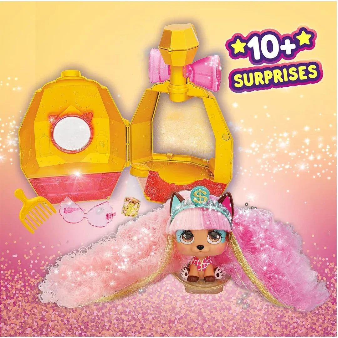 VIP PETS Celebripets - Mini Surprise Dog Doll Inspired by Real Stars with Extra Long Hair for Styling and others 10 Accessories - Kids above 3 years - Jaiman Toys