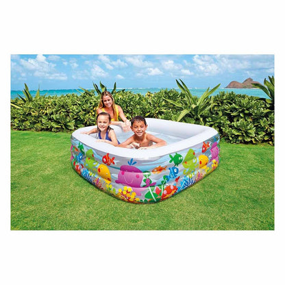 Intex 57471 Swim Center Clear View Aquarium Inflatable Swimming Pool 62.5" x 62.5" x 19.5" – Kids & Family Outdoor Garden Pool