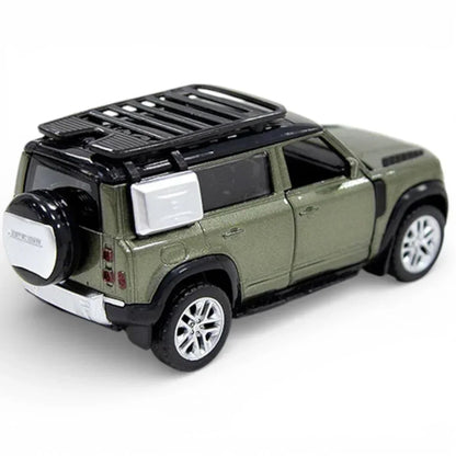 MSZ 1:42 Land Rover Defender 110 Die-Cast Model Car – Metallic Olive Green Pull Back with Openable Doors (67702)