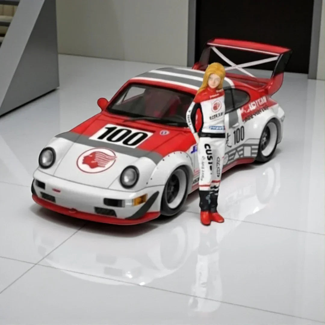 BSC 1:64 Porsche RWB 964 Racing #100  SCALE DIECAST CAR  MODEL BY BSC MODEL– ( WITH FIGURE )