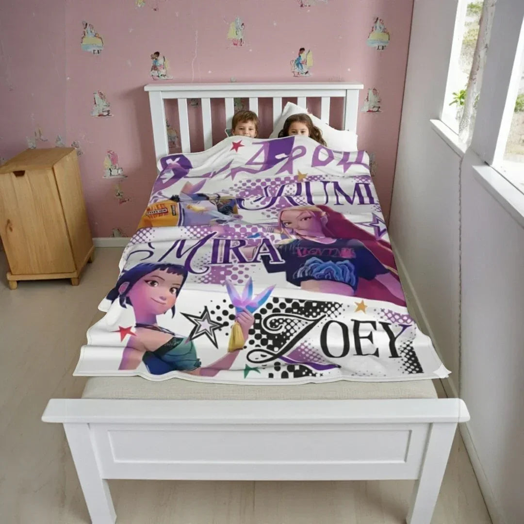 Kids Printed Blanket 150×200 cm | Extra-Large Soft & Cozy K-Pop Demon Hunters Design Huntrix  Blanket