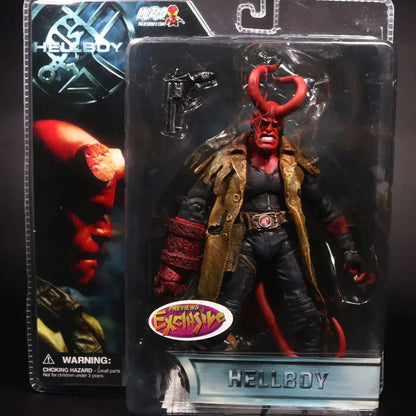 Hellboy action figure collectible in exclusive packaging with detailed accessories