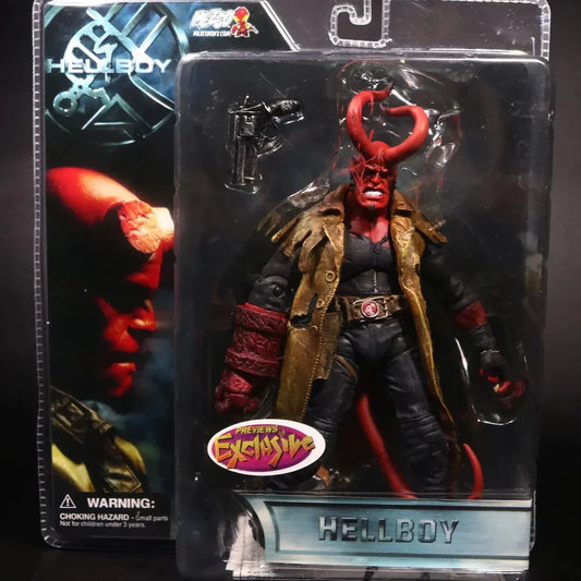 Hellboy action figure collectible in exclusive packaging with detailed accessories