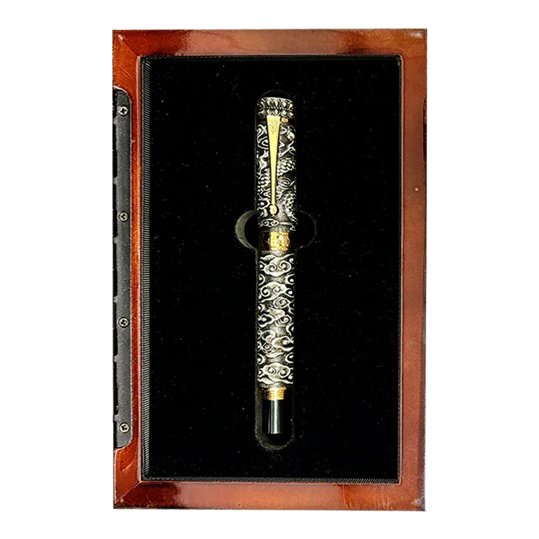 Jinhao Silver Dragon Fountain Metal Pen for business or gift giving Luxury pen - Jaiman Toys